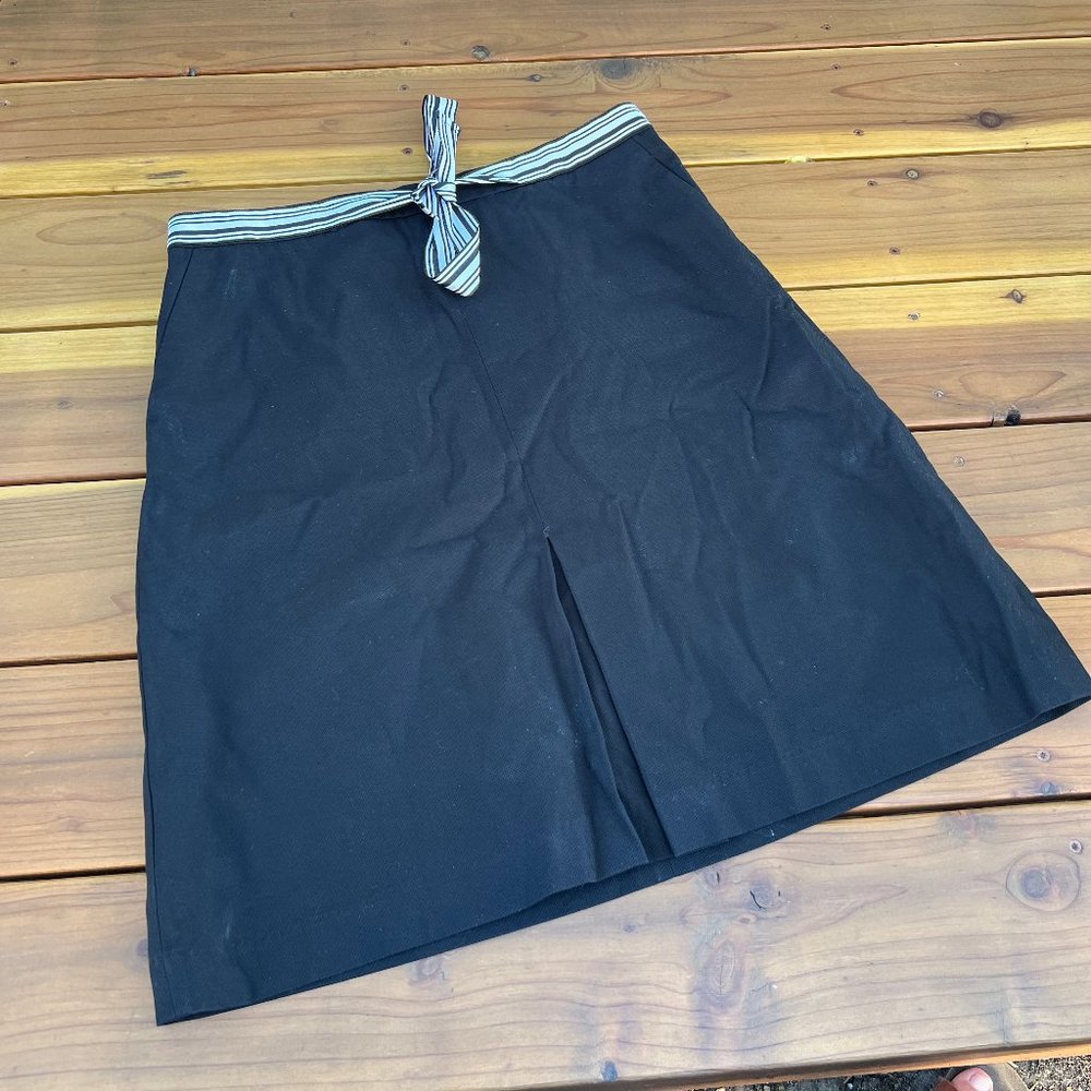 Talbots Black & White Ribbon-Tie A-Line Front Bow Skirt